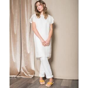 Humanoid Susie Salt Linen Shift Dress Flutter Sleeves Womens XS White MSRP $298